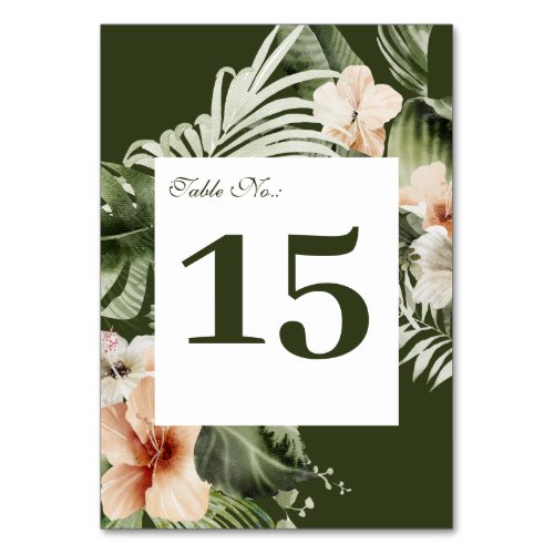 Tropical hibiscus boho pastel Wedding Table Number