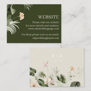 Tropical hibiscus boho pastel Wedding Website Business Card