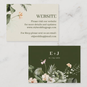 Tropical hibiscus boho pastel Wedding Website Business Card