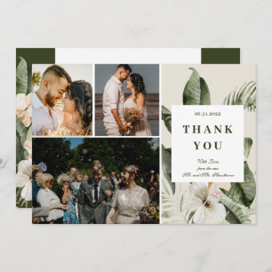 Tropical hibiscus boho Wedding "Thank you" Card