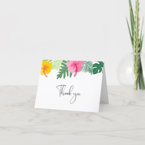 Tropical Hibiscus Botanical Folded Thank You Card