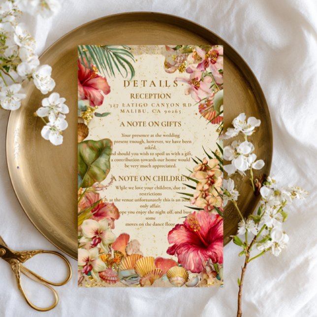 Tropical Hibiscus Botanical Wedding Enclosure Card (Creator Uploaded)