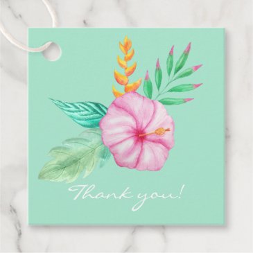 Tropical Hibiscus Bouquet - Aqua Mint Thank You