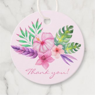 Tropical Hibiscus Bouquet - Thank You Favor Tags