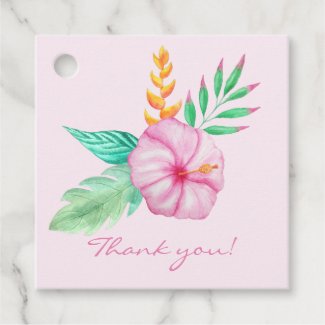 Tropical Hibiscus Bouquet - Thank You Favor Tags
