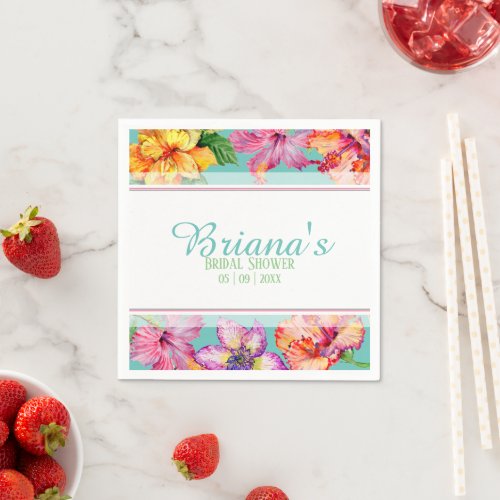 Tropical Hibiscus Bridal Shower Napkins