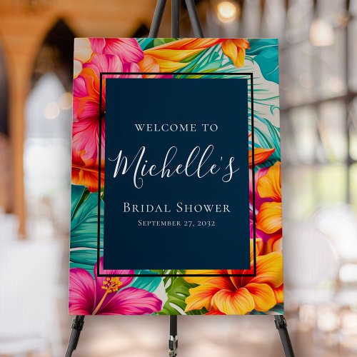 Tropical Hibiscus Bridal Shower Welcome Sign