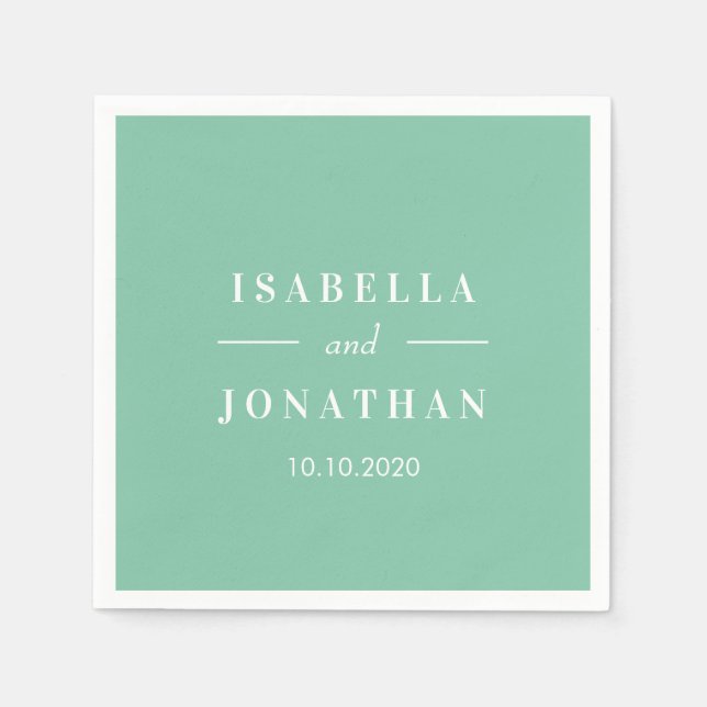 Tropical Hibiscus | Cassic mint  wedding Custom Napkins (Front)