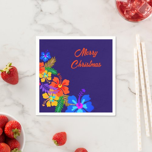 Tropical Hibiscus Christmas Party Napkins