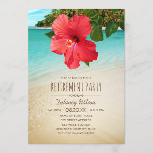 Tropical Hibiscus Corporate Beach Retirement Party Invitation