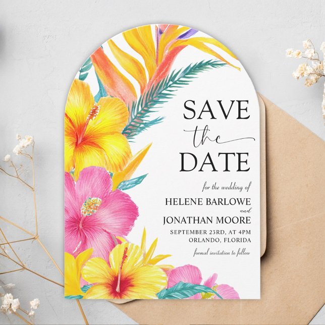 Tropical Hibiscus Elegant Destination Wedding Save The Date (Tropical Hibiscus Elegant Destination Wedding Save The Date)