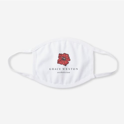 Tropical Hibiscus  Employee or Business Name White Cotton Face Mask
