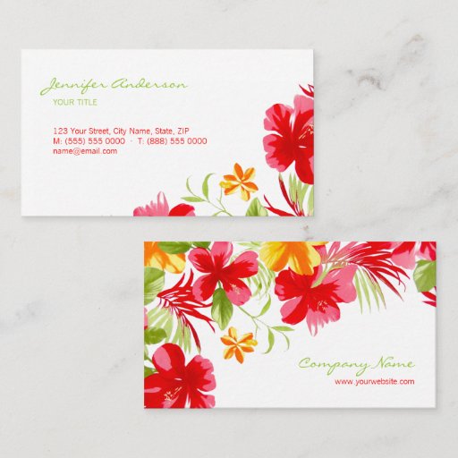 Customizable Tropical Hibiscus business card