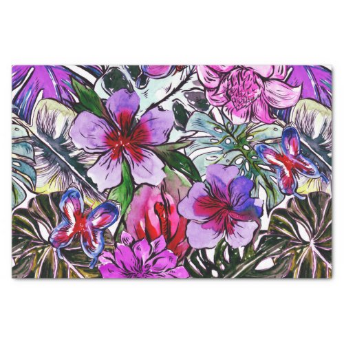 Tropical HIbiscus Exotic Jungle Flowers Tissue Paper