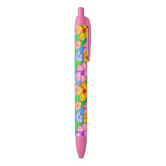 Tropical hibiscus floral ballpoint pen