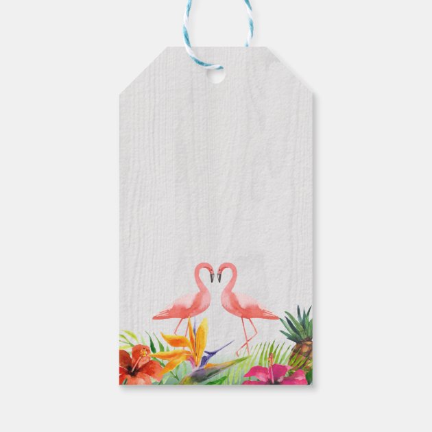 Tropical Hibiscus Floral Bridal Shower Thank You Gift Tags
