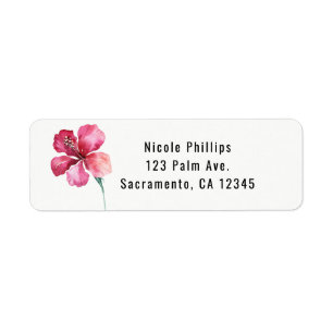 Tropical Hibiscus Floral Flower Wedding Invitation Label