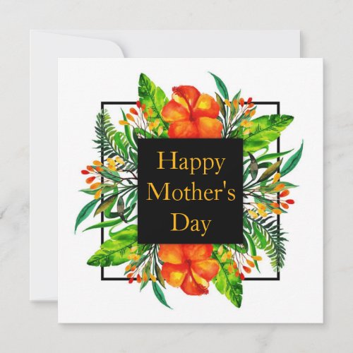 Tropical Hibiscus Floral Happy Mothers Day Holiday Card