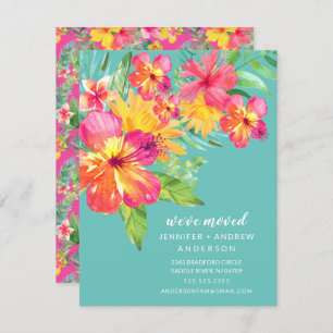 Tropical Hibiscus Floral Moving Announcement