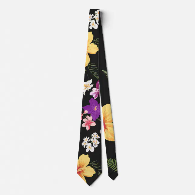 Tropical Hibiscus Floral Neck Tie