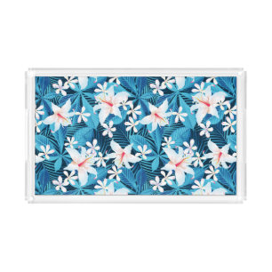 Tropical Hibiscus Floral Pattern 2 Acrylic Tray