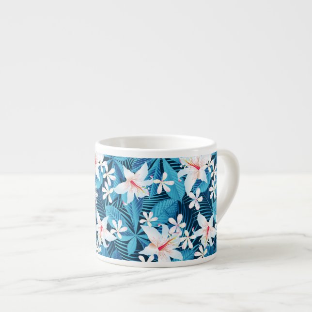 Tropical Hibiscus Floral Pattern 2 Espresso Cup (Front Right)