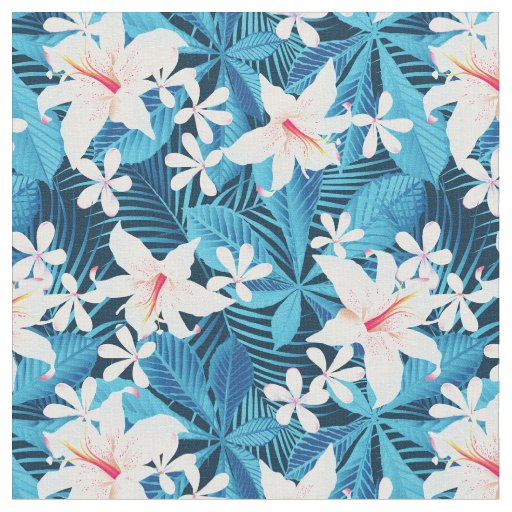 Tropical Hibiscus Floral Pattern 2 Fabric