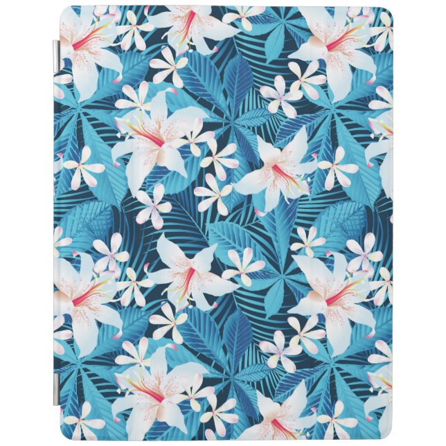 Tropical Hibiscus Floral Pattern 2 iPad Smart Cover (Front)