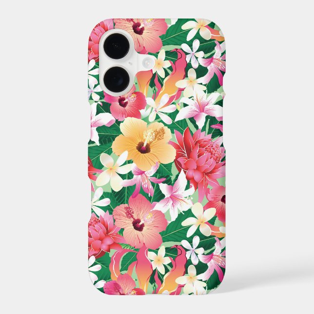 Tropical Hibiscus Floral Pattern 2 Iphone Case (Back)