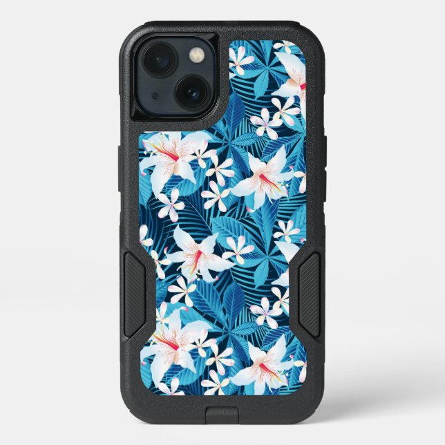 Tropical Hibiscus Floral Pattern 2 Otterbox iPhone Case (Back)