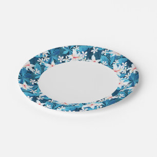 Tropical Hibiscus Floral Pattern 2 Paper Plates