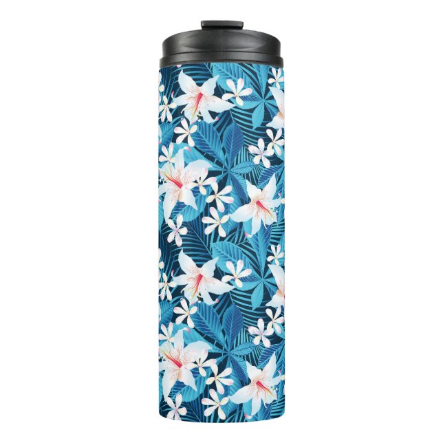 Tropical Hibiscus Floral Pattern 2 Thermal Tumbler (Front)