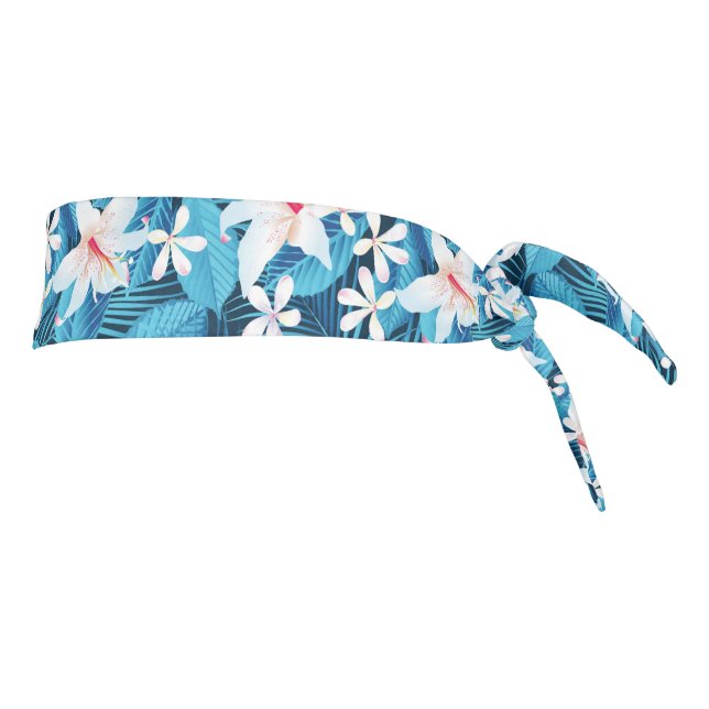 Tropical Hibiscus Floral Pattern 2 Tie Headband (Rotate 90)