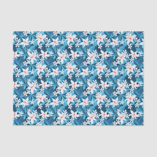 Tropical Hibiscus Floral Pattern 2 Tissue Paper (Front)