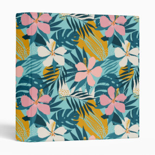 Tropical Hibiscus Floral Pattern 3 Ring Binder