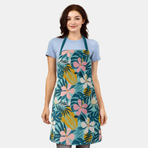 Tropical Hibiscus Floral Pattern Apron