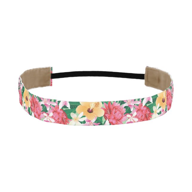 Tropical Hibiscus Floral Pattern Athletic Headband (Front)
