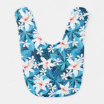 Tropical Hibiscus Floral Pattern Baby Bib