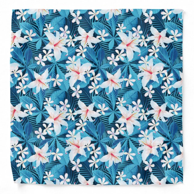 Tropical Hibiscus Floral Pattern Bandana (Front)