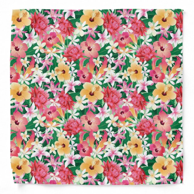Tropical Hibiscus Floral Pattern Bandana (Front)