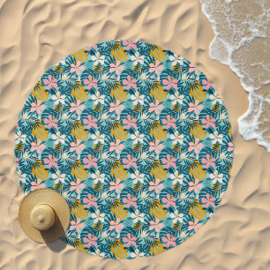 Tropical Hibiscus Floral Pattern Beach Towel