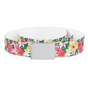 Tropical Hibiscus Floral Pattern Belt