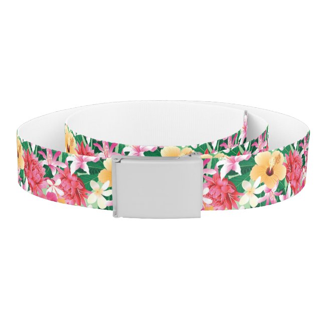 Tropical Hibiscus Floral Pattern Belt (Coil)