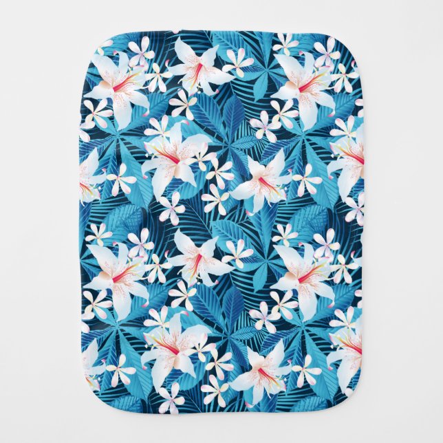 Tropical Hibiscus Floral Pattern Burp Cloth (Front)