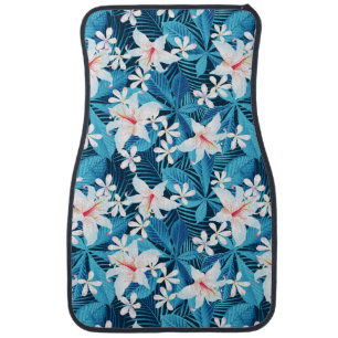 Tropical Hibiscus Floral Pattern Car Floor Mat