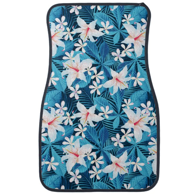 Tropical Hibiscus Floral Pattern Car Floor Mat (Front)