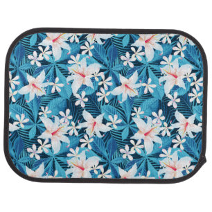 Tropical Hibiscus Floral Pattern Car Mat