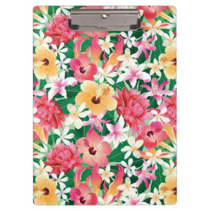 Tropical Hibiscus Floral Pattern Clipboard