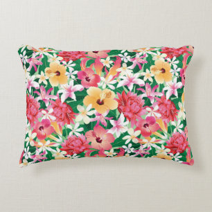 Tropical Hibiscus Floral Pattern Decorative Pillow
