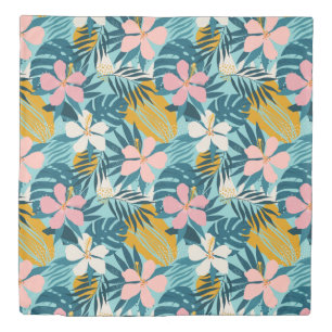 Tropical Hibiscus Floral Pattern Duvet Cover